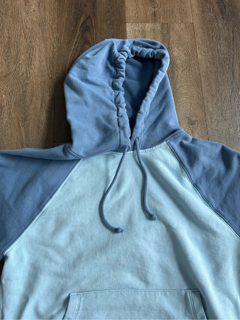 J. Crew Men's Two-Tone Color block Blue Pullover Hoodie Size Medium
